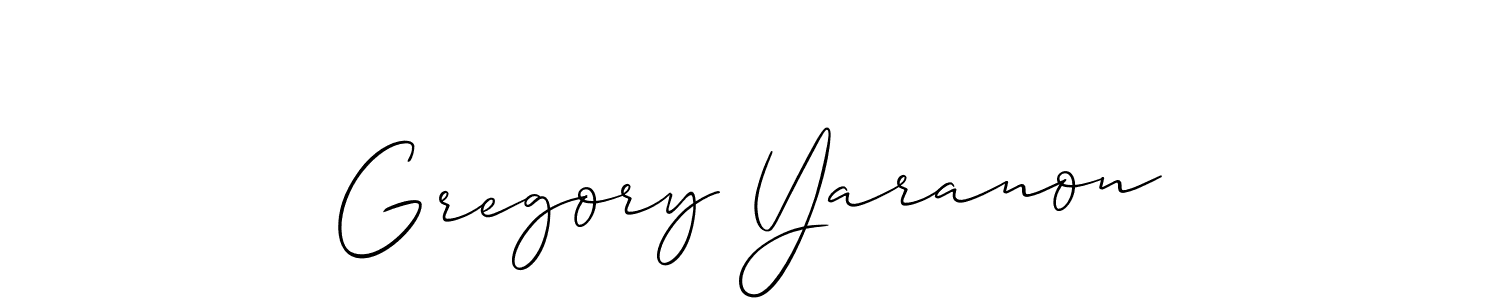 How to make Gregory Yaranon name signature. Use Allison_Script style for creating short signs online. This is the latest handwritten sign. Gregory Yaranon signature style 2 images and pictures png