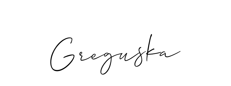 How to Draw Greguska signature style? Allison_Script is a latest design signature styles for name Greguska. Greguska signature style 2 images and pictures png