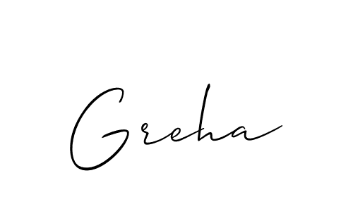 Design your own signature with our free online signature maker. With this signature software, you can create a handwritten (Allison_Script) signature for name Greha. Greha signature style 2 images and pictures png