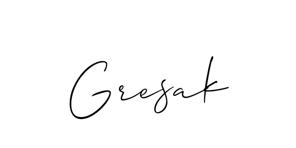 Similarly Allison_Script is the best handwritten signature design. Signature creator online .You can use it as an online autograph creator for name Gresak. Gresak signature style 2 images and pictures png