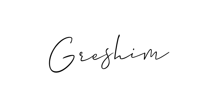 Allison_Script is a professional signature style that is perfect for those who want to add a touch of class to their signature. It is also a great choice for those who want to make their signature more unique. Get Greshim name to fancy signature for free. Greshim signature style 2 images and pictures png