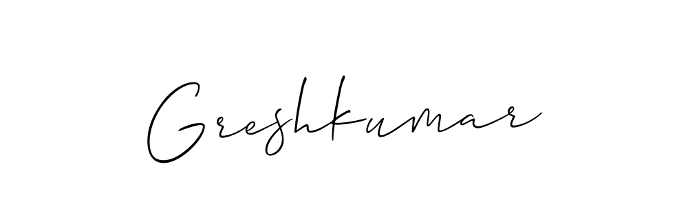Allison_Script is a professional signature style that is perfect for those who want to add a touch of class to their signature. It is also a great choice for those who want to make their signature more unique. Get Greshkumar name to fancy signature for free. Greshkumar signature style 2 images and pictures png