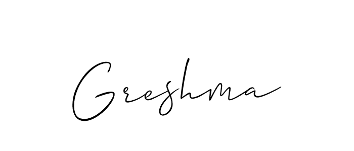 How to make Greshma signature? Allison_Script is a professional autograph style. Create handwritten signature for Greshma name. Greshma signature style 2 images and pictures png