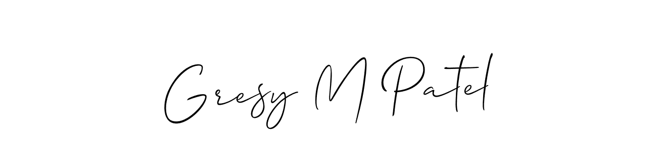 Gresy M Patel stylish signature style. Best Handwritten Sign (Allison_Script) for my name. Handwritten Signature Collection Ideas for my name Gresy M Patel. Gresy M Patel signature style 2 images and pictures png