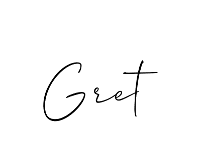 The best way (Allison_Script) to make a short signature is to pick only two or three words in your name. The name Gret include a total of six letters. For converting this name. Gret signature style 2 images and pictures png