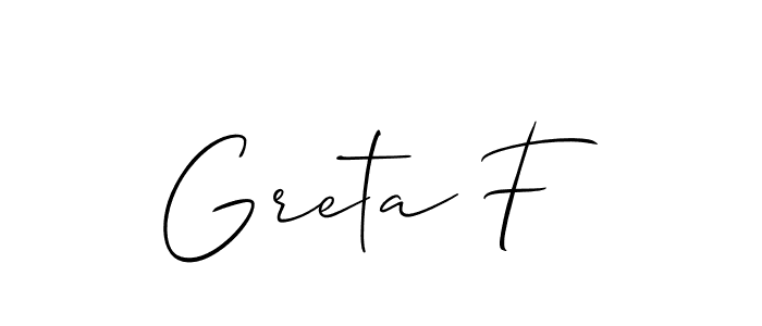 Make a beautiful signature design for name Greta F. With this signature (Allison_Script) style, you can create a handwritten signature for free. Greta F signature style 2 images and pictures png