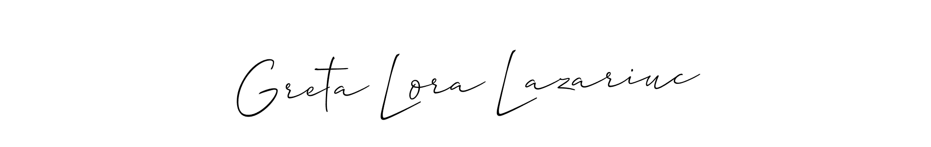 How to make Greta Lora Lazariuc name signature. Use Allison_Script style for creating short signs online. This is the latest handwritten sign. Greta Lora Lazariuc signature style 2 images and pictures png