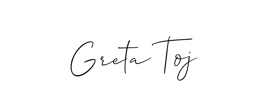 if you are searching for the best signature style for your name Greta Toj. so please give up your signature search. here we have designed multiple signature styles  using Allison_Script. Greta Toj signature style 2 images and pictures png