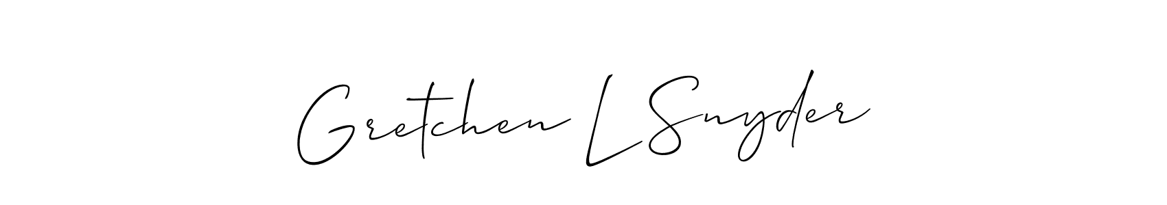 How to make Gretchen L Snyder name signature. Use Allison_Script style for creating short signs online. This is the latest handwritten sign. Gretchen L Snyder signature style 2 images and pictures png