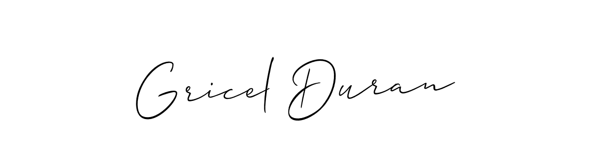 Design your own signature with our free online signature maker. With this signature software, you can create a handwritten (Allison_Script) signature for name Gricel Duran. Gricel Duran signature style 2 images and pictures png