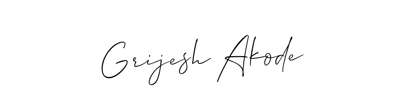 The best way (Allison_Script) to make a short signature is to pick only two or three words in your name. The name Grijesh Akode include a total of six letters. For converting this name. Grijesh Akode signature style 2 images and pictures png