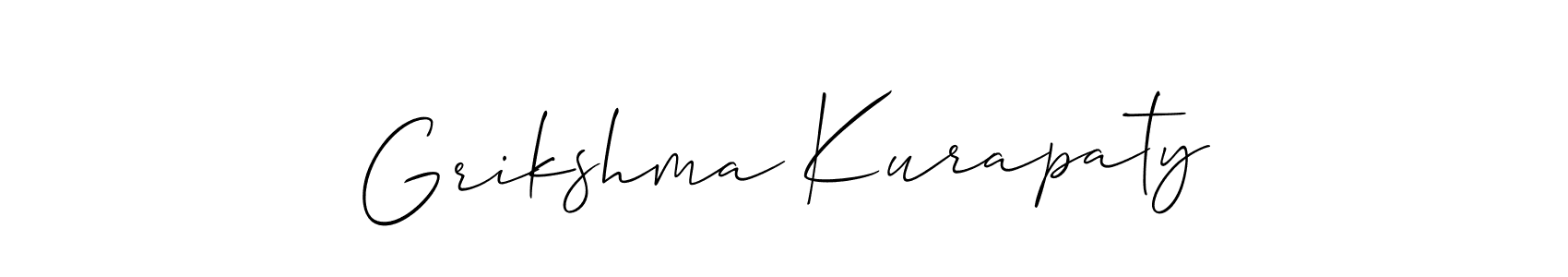 This is the best signature style for the Grikshma Kurapaty name. Also you like these signature font (Allison_Script). Mix name signature. Grikshma Kurapaty signature style 2 images and pictures png