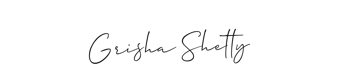 Also we have Grisha Shetty name is the best signature style. Create professional handwritten signature collection using Allison_Script autograph style. Grisha Shetty signature style 2 images and pictures png