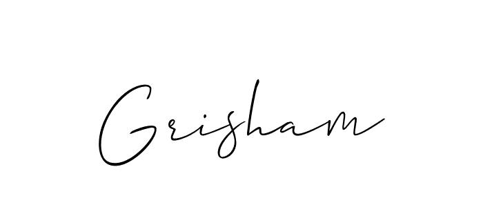 Use a signature maker to create a handwritten signature online. With this signature software, you can design (Allison_Script) your own signature for name Grisham. Grisham signature style 2 images and pictures png