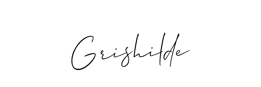 The best way (Allison_Script) to make a short signature is to pick only two or three words in your name. The name Grishilde include a total of six letters. For converting this name. Grishilde signature style 2 images and pictures png