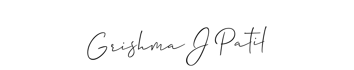 How to make Grishma J Patil name signature. Use Allison_Script style for creating short signs online. This is the latest handwritten sign. Grishma J Patil signature style 2 images and pictures png