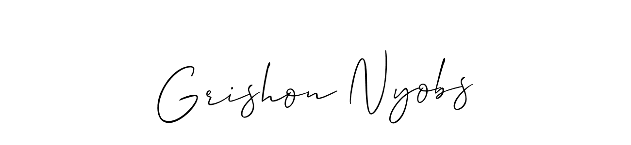 Also we have Grishon Nyobs name is the best signature style. Create professional handwritten signature collection using Allison_Script autograph style. Grishon Nyobs signature style 2 images and pictures png