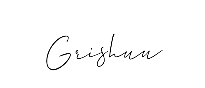 Use a signature maker to create a handwritten signature online. With this signature software, you can design (Allison_Script) your own signature for name Grishuu. Grishuu signature style 2 images and pictures png