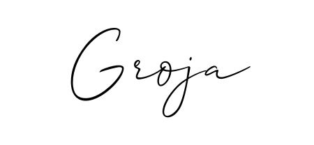 Master the art of signing with Groja written in fluent Allison_Script script. A great template to practice and refine your handwriting. Groja signature style 2 images and pictures png