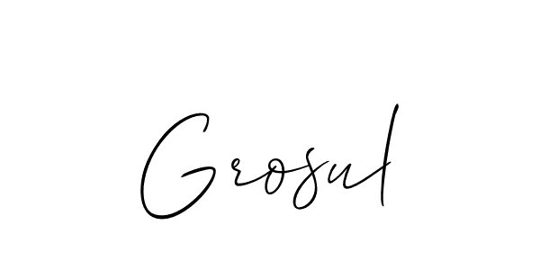 Grosul stylish signature style. Best Handwritten Sign (Allison_Script) for my name. Handwritten Signature Collection Ideas for my name Grosul. Grosul signature style 2 images and pictures png