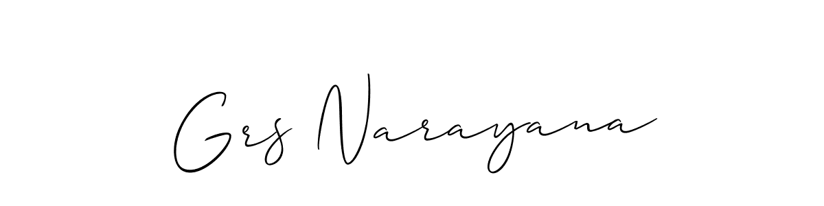 How to make Grs Narayana signature? Allison_Script is a professional autograph style. Create handwritten signature for Grs Narayana name. Grs Narayana signature style 2 images and pictures png