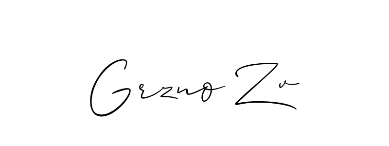 The best way (Allison_Script) to make a short signature is to pick only two or three words in your name. The name Grzno Zv include a total of six letters. For converting this name. Grzno Zv signature style 2 images and pictures png