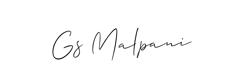 The best way (Allison_Script) to make a short signature is to pick only two or three words in your name. The name Gs Malpani include a total of six letters. For converting this name. Gs Malpani signature style 2 images and pictures png