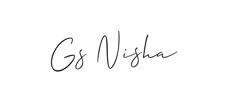 Create a beautiful signature design for name Gs Nisha. With this signature (Allison_Script) fonts, you can make a handwritten signature for free. Gs Nisha signature style 2 images and pictures png