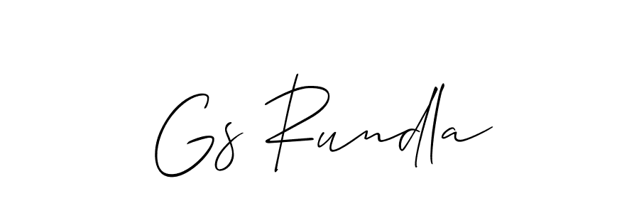 How to make Gs Rundla signature? Allison_Script is a professional autograph style. Create handwritten signature for Gs Rundla name. Gs Rundla signature style 2 images and pictures png