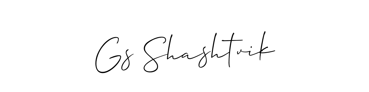 Allison_Script is a professional signature style that is perfect for those who want to add a touch of class to their signature. It is also a great choice for those who want to make their signature more unique. Get Gs Shashtvik name to fancy signature for free. Gs Shashtvik signature style 2 images and pictures png