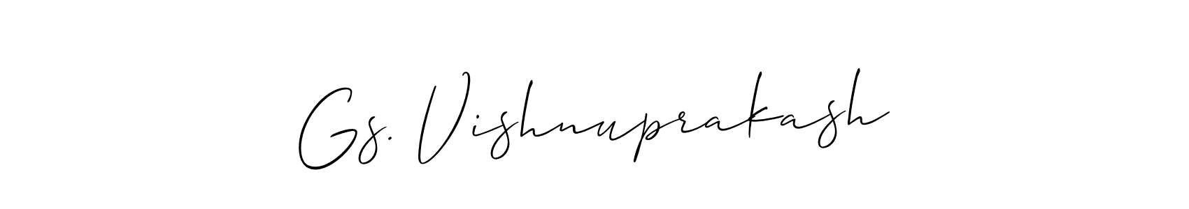 The best way (Allison_Script) to make a short signature is to pick only two or three words in your name. The name Gs. Vishnuprakash include a total of six letters. For converting this name. Gs. Vishnuprakash signature style 2 images and pictures png