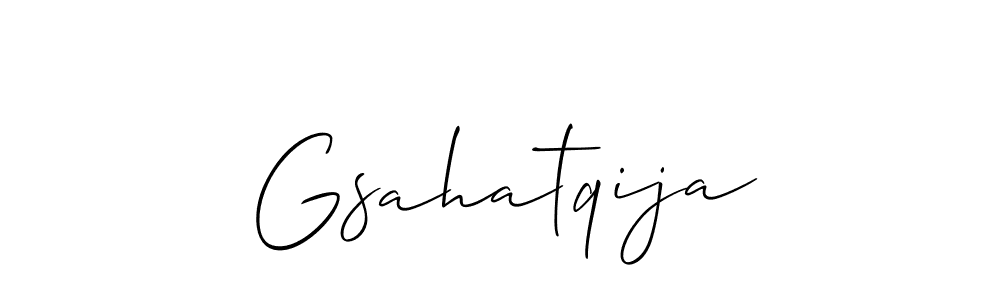 Also we have Gsahatqija name is the best signature style. Create professional handwritten signature collection using Allison_Script autograph style. Gsahatqija signature style 2 images and pictures png