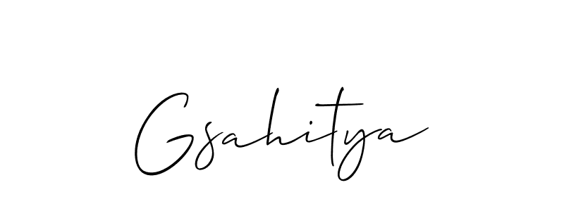 Design your own signature with our free online signature maker. With this signature software, you can create a handwritten (Allison_Script) signature for name Gsahitya. Gsahitya signature style 2 images and pictures png