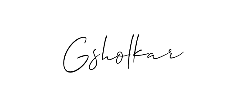 How to make Gsholkar name signature. Use Allison_Script style for creating short signs online. This is the latest handwritten sign. Gsholkar signature style 2 images and pictures png
