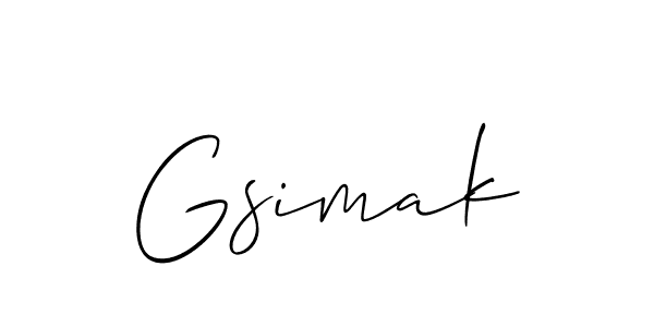 How to make Gsimak name signature. Use Allison_Script style for creating short signs online. This is the latest handwritten sign. Gsimak signature style 2 images and pictures png