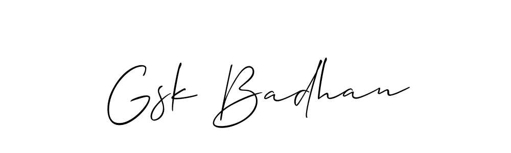 Allison_Script is a professional signature style that is perfect for those who want to add a touch of class to their signature. It is also a great choice for those who want to make their signature more unique. Get Gsk Badhan name to fancy signature for free. Gsk Badhan signature style 2 images and pictures png