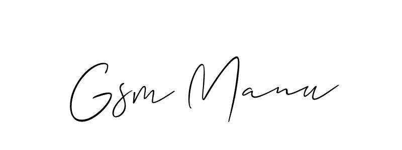 The best way (Allison_Script) to make a short signature is to pick only two or three words in your name. The name Gsm Manu include a total of six letters. For converting this name. Gsm Manu signature style 2 images and pictures png