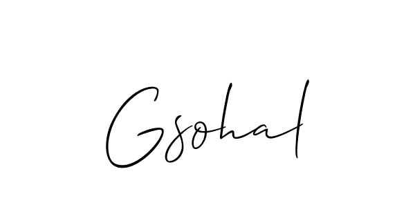 if you are searching for the best signature style for your name Gsohal. so please give up your signature search. here we have designed multiple signature styles  using Allison_Script. Gsohal signature style 2 images and pictures png