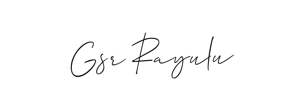 Also You can easily find your signature by using the search form. We will create Gsr Rayulu name handwritten signature images for you free of cost using Allison_Script sign style. Gsr Rayulu signature style 2 images and pictures png