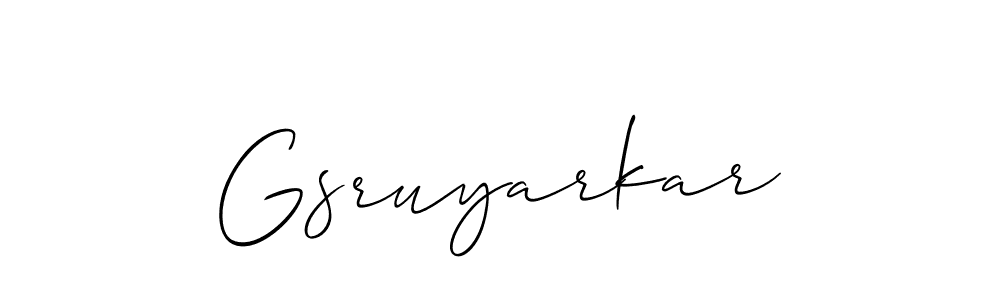 Make a beautiful signature design for name Gsruyarkar. With this signature (Allison_Script) style, you can create a handwritten signature for free. Gsruyarkar signature style 2 images and pictures png