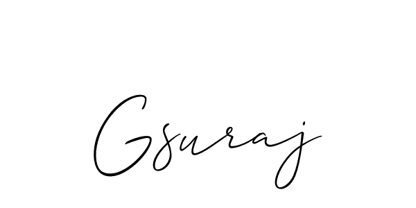 The best way (Allison_Script) to make a short signature is to pick only two or three words in your name. The name Gsuraj include a total of six letters. For converting this name. Gsuraj signature style 2 images and pictures png