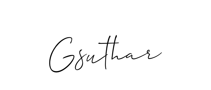 How to make Gsuthar name signature. Use Allison_Script style for creating short signs online. This is the latest handwritten sign. Gsuthar signature style 2 images and pictures png