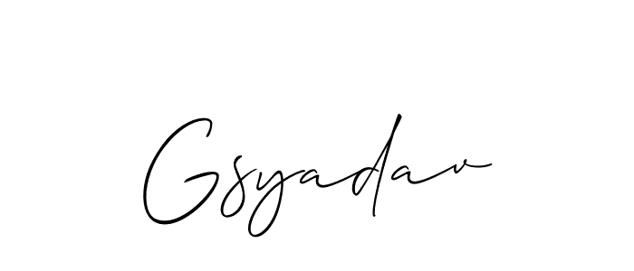 How to make Gsyadav signature? Allison_Script is a professional autograph style. Create handwritten signature for Gsyadav name. Gsyadav signature style 2 images and pictures png