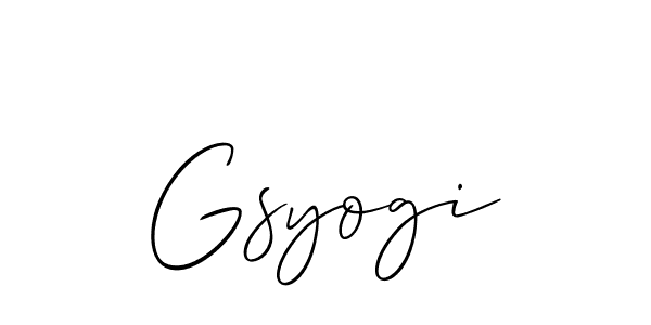 if you are searching for the best signature style for your name Gsyogi. so please give up your signature search. here we have designed multiple signature styles  using Allison_Script. Gsyogi signature style 2 images and pictures png