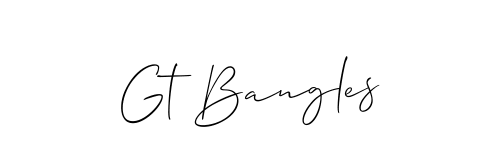 How to make Gt Bangles name signature. Use Allison_Script style for creating short signs online. This is the latest handwritten sign. Gt Bangles signature style 2 images and pictures png