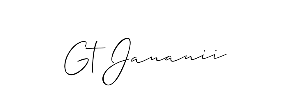 Similarly Allison_Script is the best handwritten signature design. Signature creator online .You can use it as an online autograph creator for name Gt Jananii. Gt Jananii signature style 2 images and pictures png