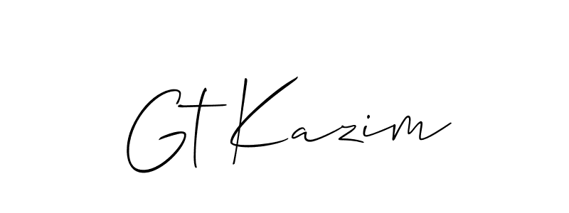 Design your own signature with our free online signature maker. With this signature software, you can create a handwritten (Allison_Script) signature for name Gt Kazim. Gt Kazim signature style 2 images and pictures png