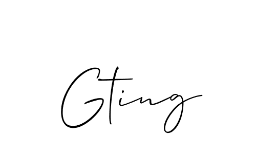The best way (Allison_Script) to make a short signature is to pick only two or three words in your name. The name Gting include a total of six letters. For converting this name. Gting signature style 2 images and pictures png