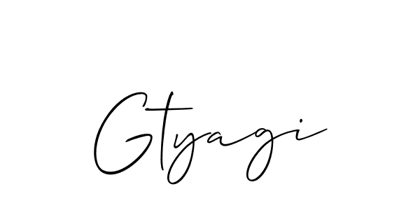 Design your own signature with our free online signature maker. With this signature software, you can create a handwritten (Allison_Script) signature for name Gtyagi. Gtyagi signature style 2 images and pictures png