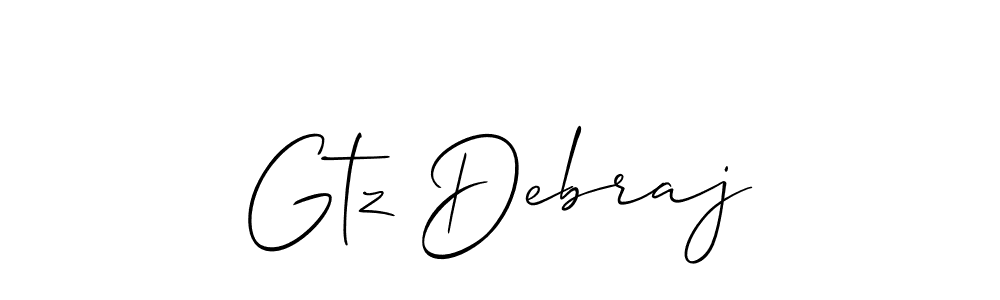 Also You can easily find your signature by using the search form. We will create Gtz Debraj name handwritten signature images for you free of cost using Allison_Script sign style. Gtz Debraj signature style 2 images and pictures png